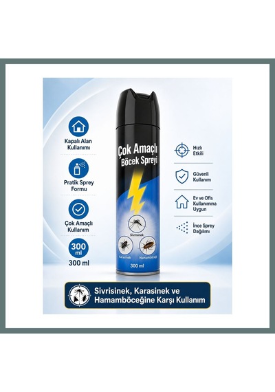 Bezos Çok Amaçlı Böcek Spreyi 300 Ml Sivrisinek Karasinek Hamamböceği İçin Kapalı Alan Aerosol Sprey Ventra