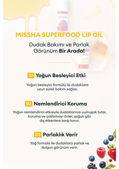 Missha Super Food Lip Oil Honey Yoğun Nemlendirici Ballı Dudak Bakım Yağı 5.2 G
