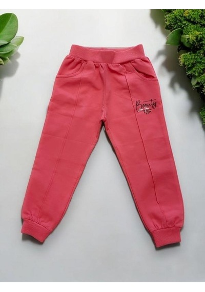 Kız Çocuk Pamuklu Beli Paçası Lastikli Eşofman Alt-15145 Pembe