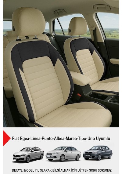 Mocha Taytüyü Oto Koltuk Kılıfı Fiat Egea-linea-punto-albea-marea-tipo-uno Uyumlu Bej
