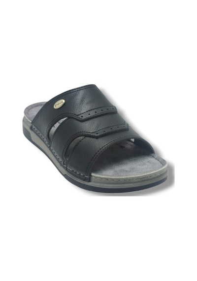Enova E508-26 Deri Anatomik Tek Bant Ultra Soft Erkek Terlik Siyah