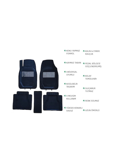 Mercedes E Serisi W213 2020 Uyumlu 3 Cm Havuzlu 5 Parça Set 3d Paspas Takımı Siyah - Gri