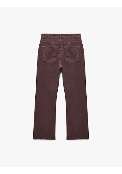 Koton Pamuklu Dar Kalıp Düğmeli Cepli İspanyol Paça Crop Jean Pantolon - Kick Flare Jeans Bordo 6wal40036mw Bordo Koton Pamuklu Dar Kalıp Düğmeli Cepli İspanyol Paça Crop Jean Pantolon - Kick Flare Jeans Bordo 6wal40036mw Bordo