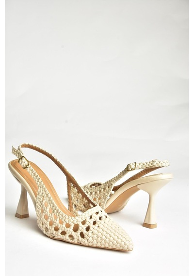 Fox Shoes U250580509 Bej İnce Topuklu Kadın Ayakkabı Bej