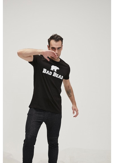 Bad Bear Erkek Siyah Baskılı Bisiklet Yaka Tişört Siyah