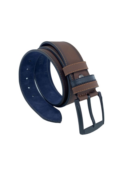 Kahverengi Suni Deri Sarı Dikişli Model 4.5 Genişlik Spor Kemer - 4509-st Kahverengi