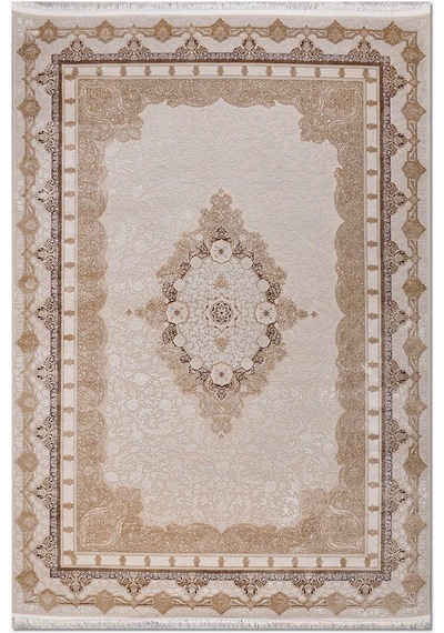 Bespoky Madalyon Salon Halısı Makine Dokuma Polyester 20 Mm Hav Bej - Ekru