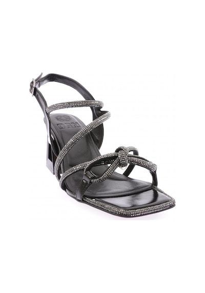 Dgn 615-23y Kadin Silver Taş Fiyonklu Kristal Taşli Topuklu Sandalet 615-1922-R2004 Siyah