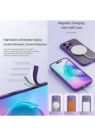 Rock Apple Uyumlu iPhone 15 Pro Max Kılıf Guard Touch Lens Korumalı Magsafe Anti Shock - Titanium Gray Titanium Gray