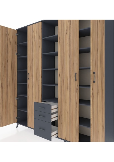 Hyperion Dolap 17 Raflı 3 Çekmeceli 4 Kapaklı 220x44x243 Antrasit-çam/antrasit Atlas Çam/antrasıt Hyperion Dolap 17 Raflı 3 Çekmeceli 4 Kapaklı 220x44x243 Antrasit-çam/antrasit Atlas Çam/antrasıt