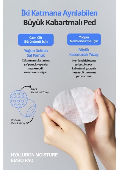 Hyalüronik Asitli, Nemlendiren Makyaj Öncesi Cilt Bakım Pedi Dermatory Hyaluron Moisture Embo Pad