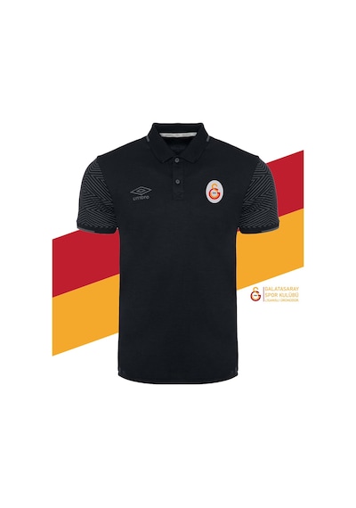 Gsstore Galatasaray Lisanslı Polo Yaka Siyah Spor T-shirt Siyah
