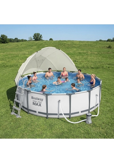 Bestway Steel Pro Max Prefabrik Yer Üstü Gölgelikli Yuvarlak Havuz Seti 457cm X 122cm 56438 Bw610
