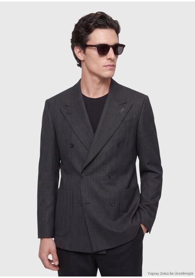 Ramsey Siyah Relaxed Fit %100 Keten Ceket