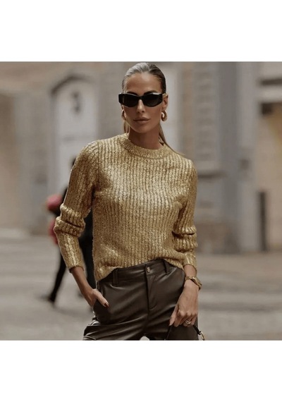 Fashion Friends Varak Altın Dore Kumaşlı Yuvarlak Yaka Ofis Gece Davet Likralı Fitilli Kollukazak Dore Fashion Friends Varak Altın Dore Kumaşlı Yuvarlak Yaka Ofis Gece Davet Likralı Fitilli Kollukazak Dore