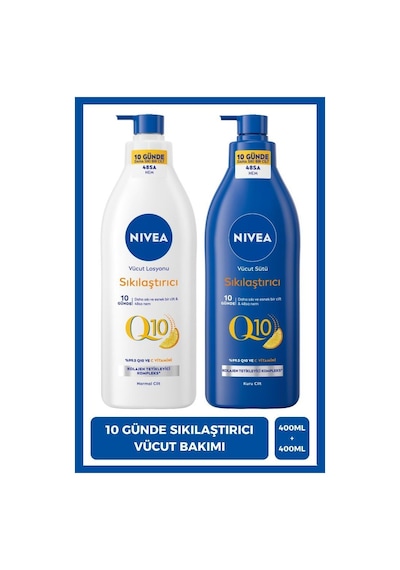 Nıvea Q10 Sıkılaştırıcı Vücut Bakım Sütü Kuru Cilt 400ml Ve Vücut Losyonu Normal Cilt 400ml, C Vitamini, Nemlendirici