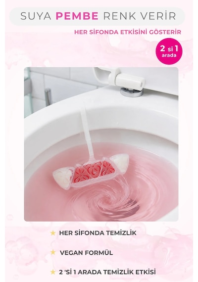 Power Active Aktif Wc Bloğu 2'li Paket-suya Pembe Renk Veren Klozet Temizleyici