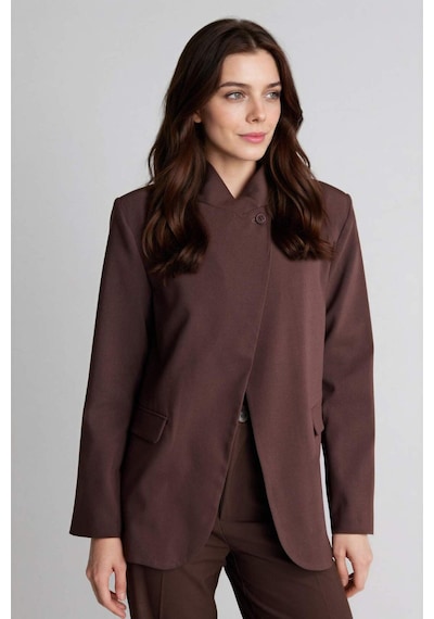 Defacto Regular Fıt Dik Yaka Blazer Ceket H2399ax26spbn167 Kahve-bn167