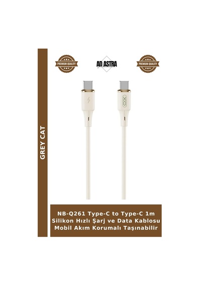 Nb-q261 Type-c To Type-c 1m Silikon Hızlı Şarj Ve Data Kablosu Mobil Akım Korumalı Taşınabilir
