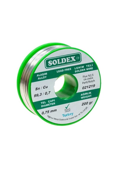 Robotistan Soldex 0.75 Mm 200 G Kurşunsuz Lehim Teli %99.3 Sn / %0.7 Cu
