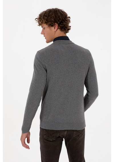 U.s. Polo Assn. Erkek Gri Melanj Hırka Triko 50313721-vr086 Gri Melanj