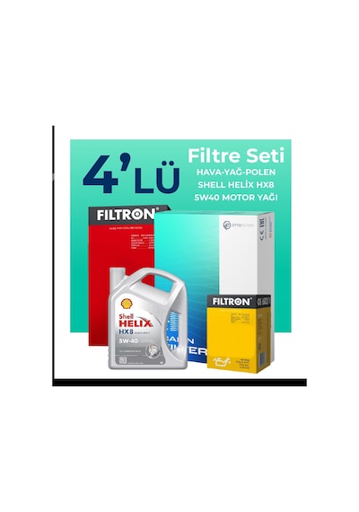 Filtron Renault Symbol 1.2 Benzin Filtre Bakım Seti Shell Motor Yağlı (2014-2021) 4 Lü