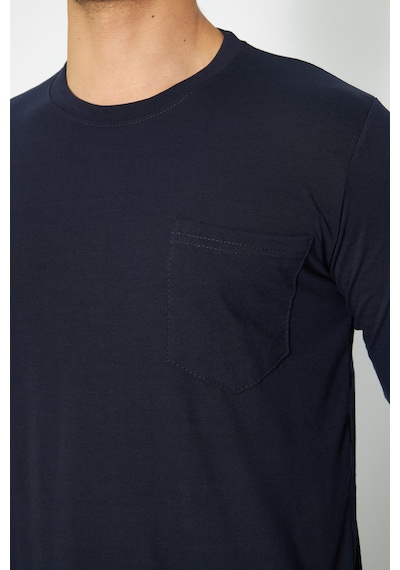 Mervem Uzun Kol Sıfır Yaka Sweatshirt Lacivert