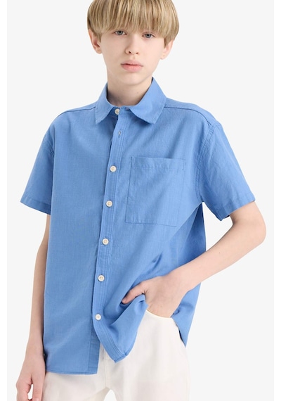 Defacto Erkek Çocuk Oversize Geniş Kalıp Polo Yaka Kısa Kollu Gömlek E5832a825hsbe422 Mavi
