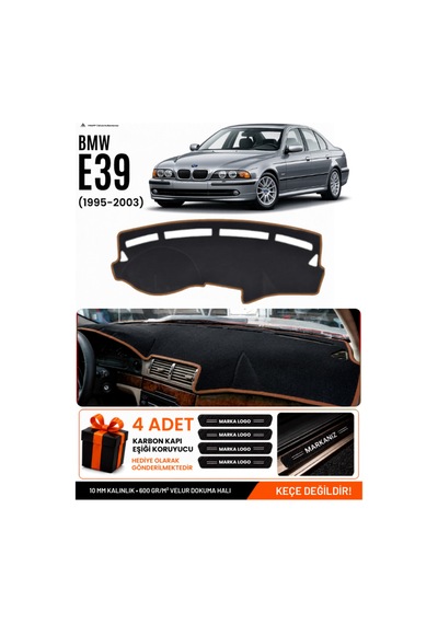 Bmw E39 1995-2003 Uyumlu Torpido Koruma, Torpido Örtüsü, Torpido Kılıfı - Siyah Kahverengi
