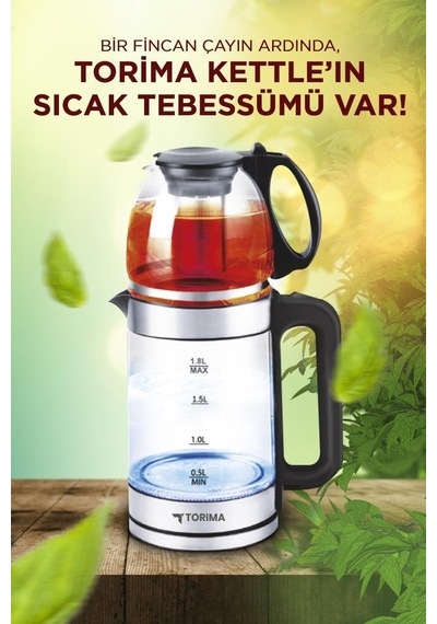 Torima TY-S888-049 Ledli 1500 W 1.8 L Cam Çay Makinesi
