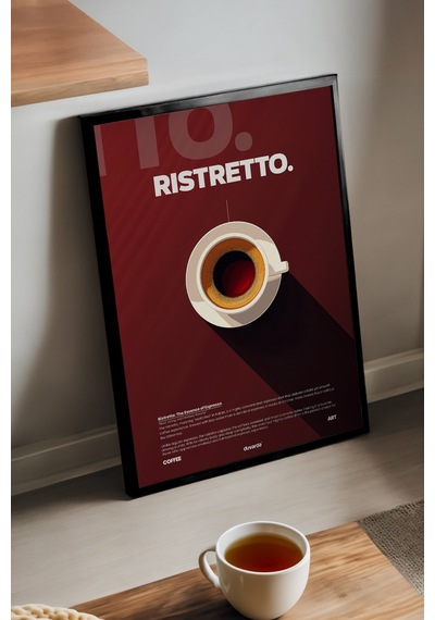 Ristretto Kahve Siyah Ahşap Çerçeveli Poster, Dekoratif Duvar Tablosu