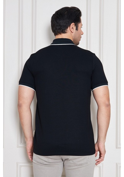 Erkek Jeuss Oysho Kumaş Fermuarlı Yakalı Siyah Tshirt