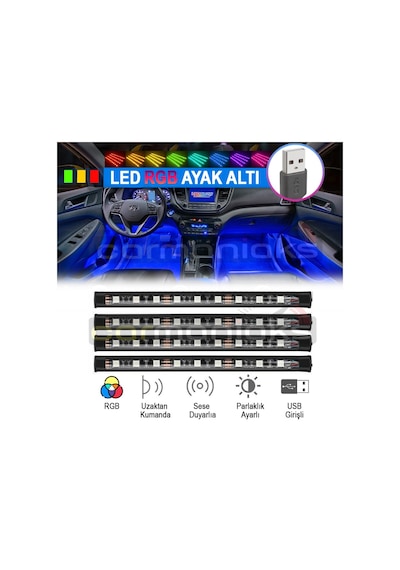 Usb Girişli Ayak Altı Led Sese Duyarlı Led Müziğe Duyarlı 9 Led (505533860)