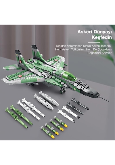 Reobrix 33024 Savaşçı Sovyet Mikoyan Mig-29 Jet Uçak Yaratıcı Yapı Blok Seti Building Blocks - 1387 Parça