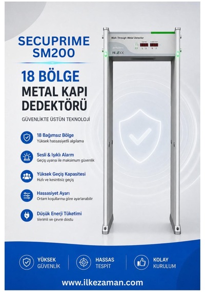 Secuprıme Sm200 Kapı Tipi Metal Üst Arama Dedektörü 18 Bölge