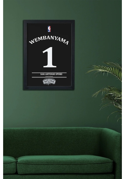 Victor Wembanyama Tasarımlı Siyah Çerçeveli Poster Tablo