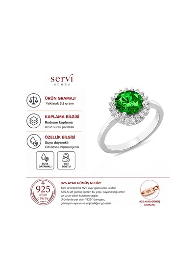 Servi 925 Ayar Gümüş Rainbow Taşlı Yüzük-60
