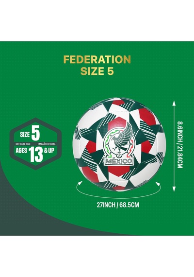 Icon Sports Resmi Lisanslı Meksika Milli Takımı Beden 5 Futbol Topu Prizma, Beyaz