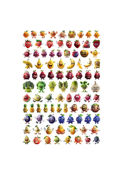 92 Adet Sevimli Meyve Ve Sebze Sticker Seti - Etiket Seti Scrapbook Bullet Journal Çok Renkli