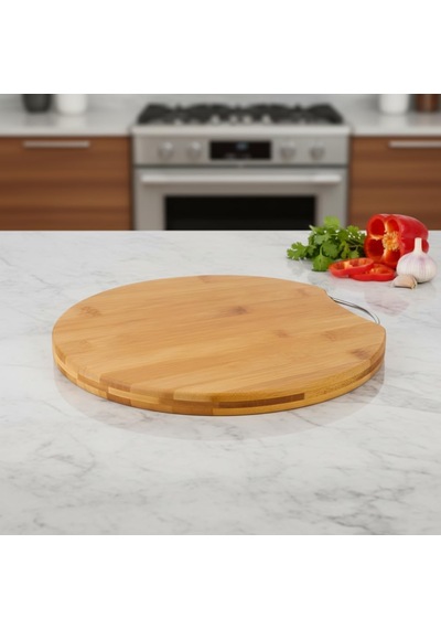 Deconox Bambu Kesim Sunum Tahtası Yuvarlak 28 28 1,5 Cm, Asma Aparatlı Kesme Tahtası, Ahşap Kesme Tahtası Diğer