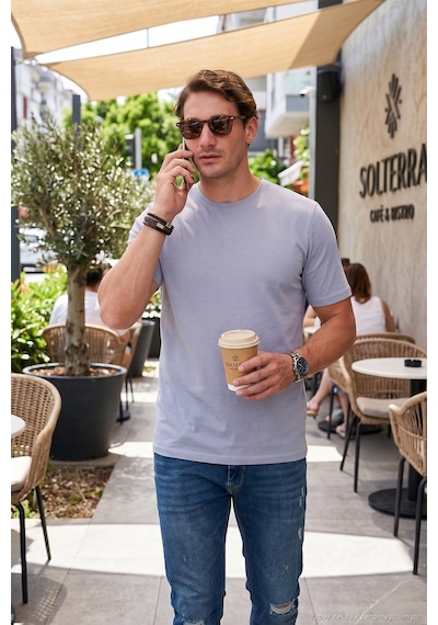 Buratti Pamuklu Regular Fit Bisiklet Yaka Erkek T Shirt 59020204 Gri