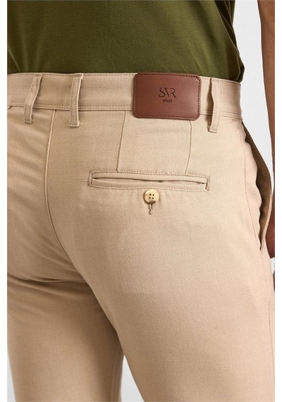 Süvari Bej Slim Düz Armürlü Normal Bel Klasik Pantolon Pn1014400473-bj3