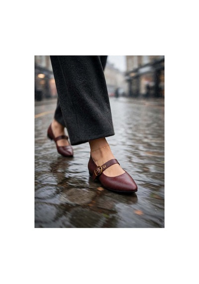 37brandshoes Bordo Deri Babetler Bordo Bordo
