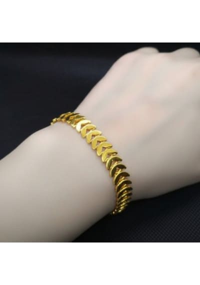 Balık Kılçığı Yassı Bileklik Altın  17 - 19 Cm