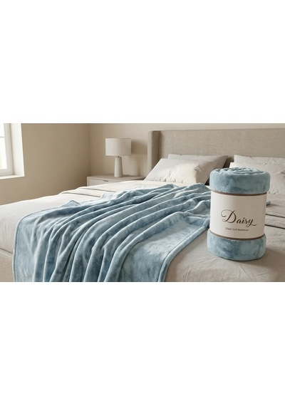 Daisy Super Soft Battaniye Çift Kişilik 200x220 Mavi