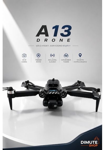 A13 Drone 4k Hd Kameralı Fırçasız Motor Akıllı Engel Sensörlü Katlanabilir Drone