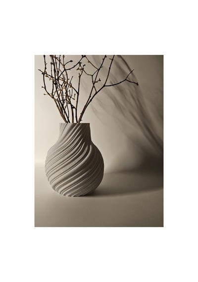 Modern Dalgalı Tasarım Dekoratif Vazo 3d Baskı Minimalist Masa Üstü Çiçeklik Beyaz Beyaz