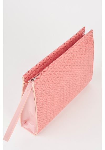 Vivaq Kadın Petunya Dokulu Pudra Astarlı Suni Deri Bilek Askılı Portföy El Ve Clutch Çanta