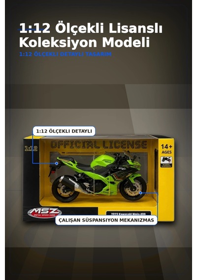 Detaylı 1/12 2023 Kawasaki Ninja 400 Motosiklet - Koleksiyonluk Tekli Paket Bx-313415