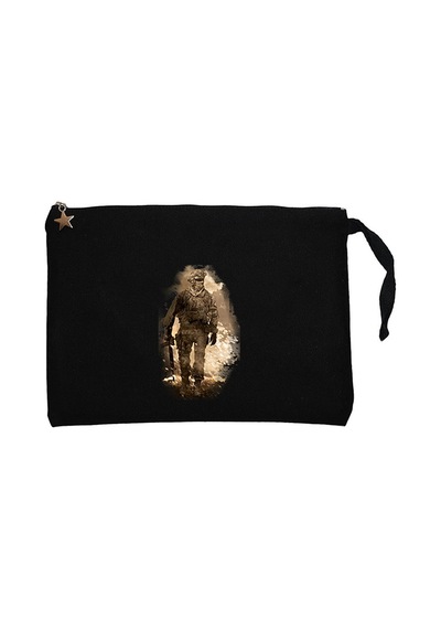 Call Of Duty Soldier Siyah Clutch Astarlı Cüzdan / El Çantası Siyah